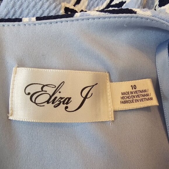 Eliza J Floral Shift Dress Light Blue & Navy Size S - Picture 3 of 12